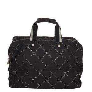 Pre Owned Chanel Black Nylon Travel Line Duffel Bag