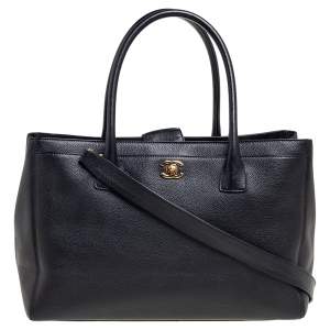 مملوكة مسبقًا Chanel Black Leather Cerf Shopper Tote
