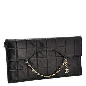 Pre Owned Chanel Box Quilted Leather Fold Down Envelope Clutch Bag