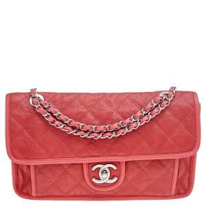 مملوكة مسبقًا Chanel Orange Caviar Quilted Leather CC French Riviera Flap Bag