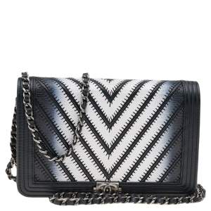 Chanel Multicolor Chevron Lizard Boy Wallet On Chain