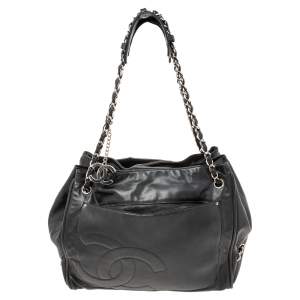 Pre Owned Chanel Black Leather Accordion Shoulder Bag