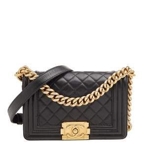 مملوكة مسبقًا Chanel Black Quilted Lambskin Leather Small Boy Flap Bag