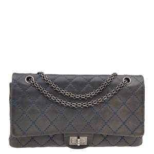 Chanel Blue Quilted Leather Wild Stitch Reissue 2.55 Classic 227 Double Flap Bag