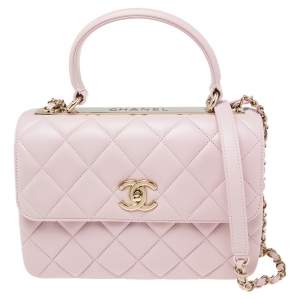 Chanel Pink Quilted Leather Small Trendy CC Flap Top Handle Bag