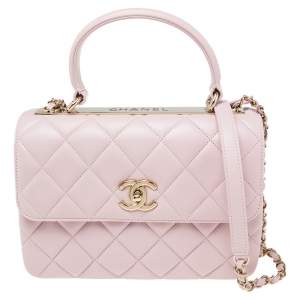 Pre Owned Chanel Pink Quilted Leather Small Trendy CC Flap Top Handle Bag