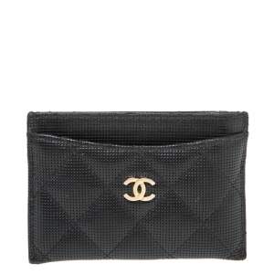Chanel Black Quilted Leather CC Card Holder