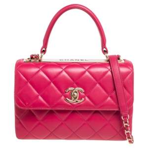 Chanel Pink Quilted Leather Small Trendy CC Flap Top Handle Bag