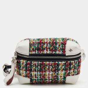 Pre Owned Chanel White/Black Leather And Tweed Street Allure Waist Bag