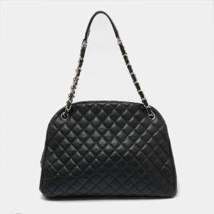 Pre Owned Chanel Black Quilted Leather Medium Just Mademoiselle Bowler Bag