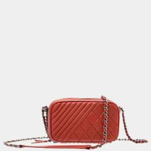 Chanel Red Quilted Leather Mini Coco Boy Camera Bag 