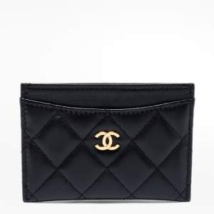 Chanel Black Quilted Lambskin Leather Classic Card Holder