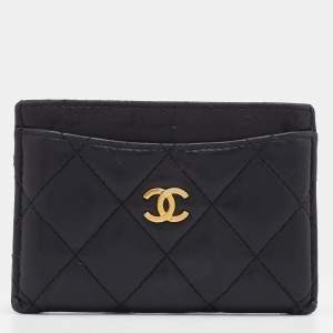 Chanel Black Quilted Leather CC Card Case