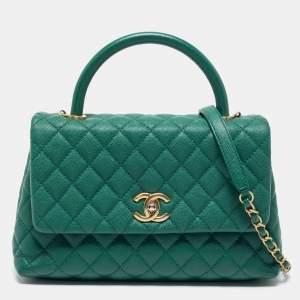 Chanel Green Caviar Leather Medium Coco Top Handle Bag