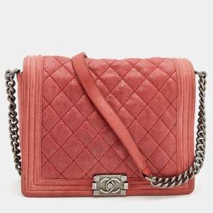 Pre Owned Chanel Rust Leather Gentle Boy Shoulder Bag