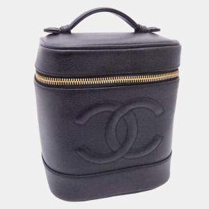 Pre Owned Chanel Black Leather CC Timeless Vanity Case Clutch Bag 