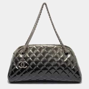 Chanel Grey Ombre Quilted Patent Leather Just Mademoiselle Bowler Bag