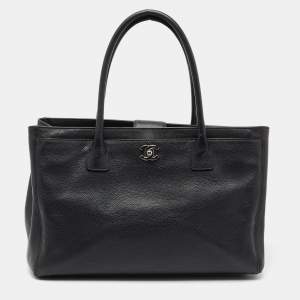 Pre Owned Chanel Black Leather Cerf Shopper Tote