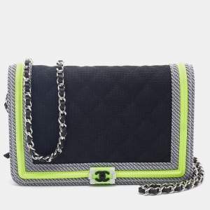 Chanel Multicolor Nylon And Leather Boy Wallet On Chain