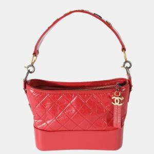 Chanel Red Aged Calfskin Medium Gabrielle Novelty Hobo Bag