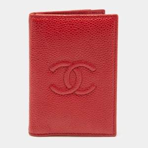 Pre Owned Chanel Black Caviar Leather CC Bifold Card Case