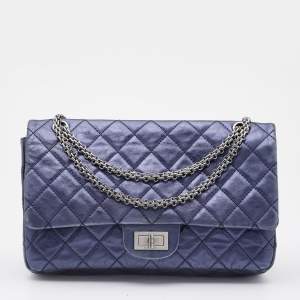 Pre Owned Chanel Blue Quilted Leather Reissue 2.55 Classic 227 Bag