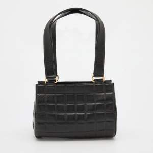 Chanel Black Leather Chocolate Bar Barrel Bag