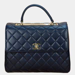 Pre Owned Chanel Navy Blue Lambskin Leather Trendy CC 2014 Shoulder Bag