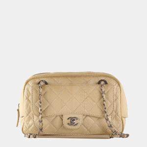 Chanel Beige Python Skin Front Pocket Camera Case Bag