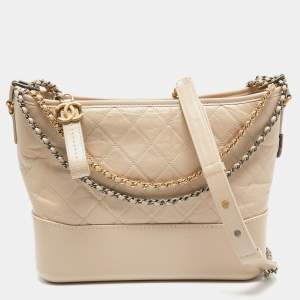 Pre Owned Chanel Beige Quilted Leather Large Gabrielle Hobo 