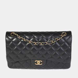 Chanel Black Quilted Leather Jumbo Classic Double Flap Shoulder Bag