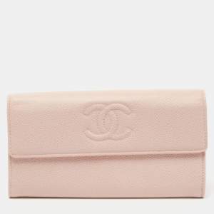 Chanel Pink Caviar Leather CC Flap Wallet
