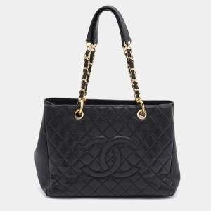 Chanel Black Quilted Caviar Leather GST Shopper Tote
