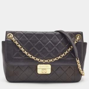 Pre Owned Chanel Black Quilted Leather Chic With Me Flap Bag