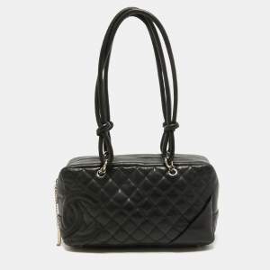 Pre Owned Chanel Black Quilted Leather Cambon Ligne Bowler Bag