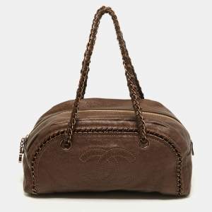 Chanel Bronze Leather Luxe Ligne Bowler Bag
