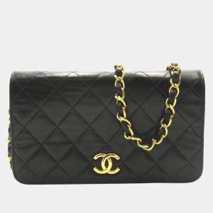 Chanel Black Leather CC Quilted Flap Bag Shoulder Bag