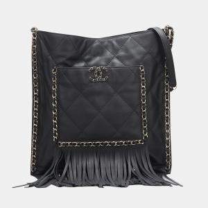 Chanel Black Small Fringe Shopping Bag