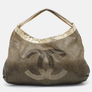 Pre Owned Chanel Ombre Gold Perforated Leather Hollywood CC Hobo