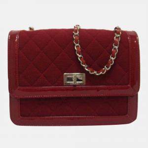 Chanel Red Canvas Reissue Quilted Canvas & Patent Leather Flap Bag