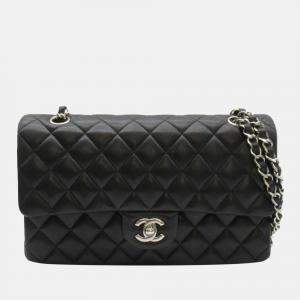 Pre Owned Chanel Black Leather Medium Classic Double Flap Bag