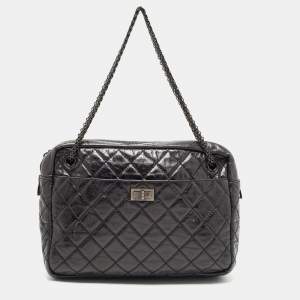 Pre Owned Chanel Black Quilted Calfskin Large Reissue Camera Bag