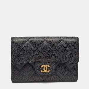Chanel Black Caviar Leather Classic Flap Card Case