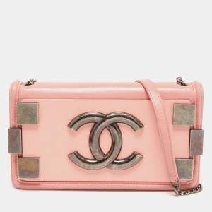 Pre Owned Chanel Pink Plexiglass and Leather Boy Brick Flap Bag