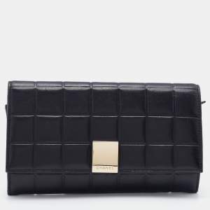 Chanel Black Chocolate Bar Leather Wallet