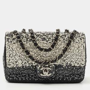 Pre Owned Chanel Tri Color Faux Pearl Classic Flap Bag
