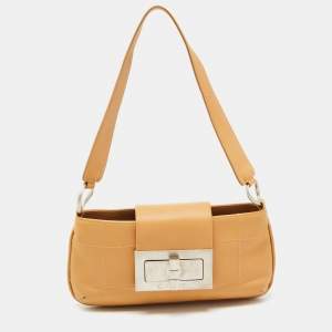 Pre Owned Chanel Beige Quilted Leather Mademoiselle Lock Flap Shoulder Bag