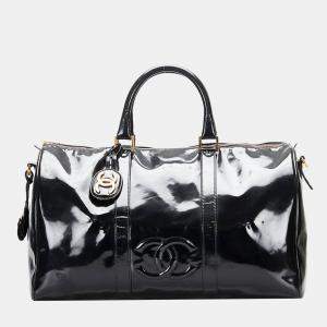 Pre Owned Chanel Vintage Black Patent Leather CC Duffel Bag