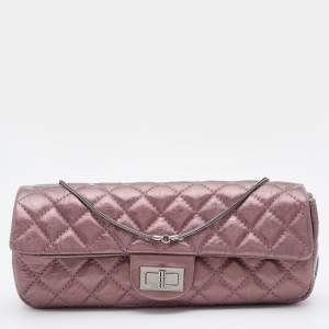 Chanel Metallic Pink Quilted Leather Reissue East/West Chain Clutch 