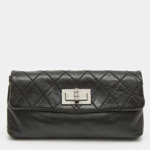 Pre Owned Chanel Black Quilted Leather Mademoiselle Flap Clutch